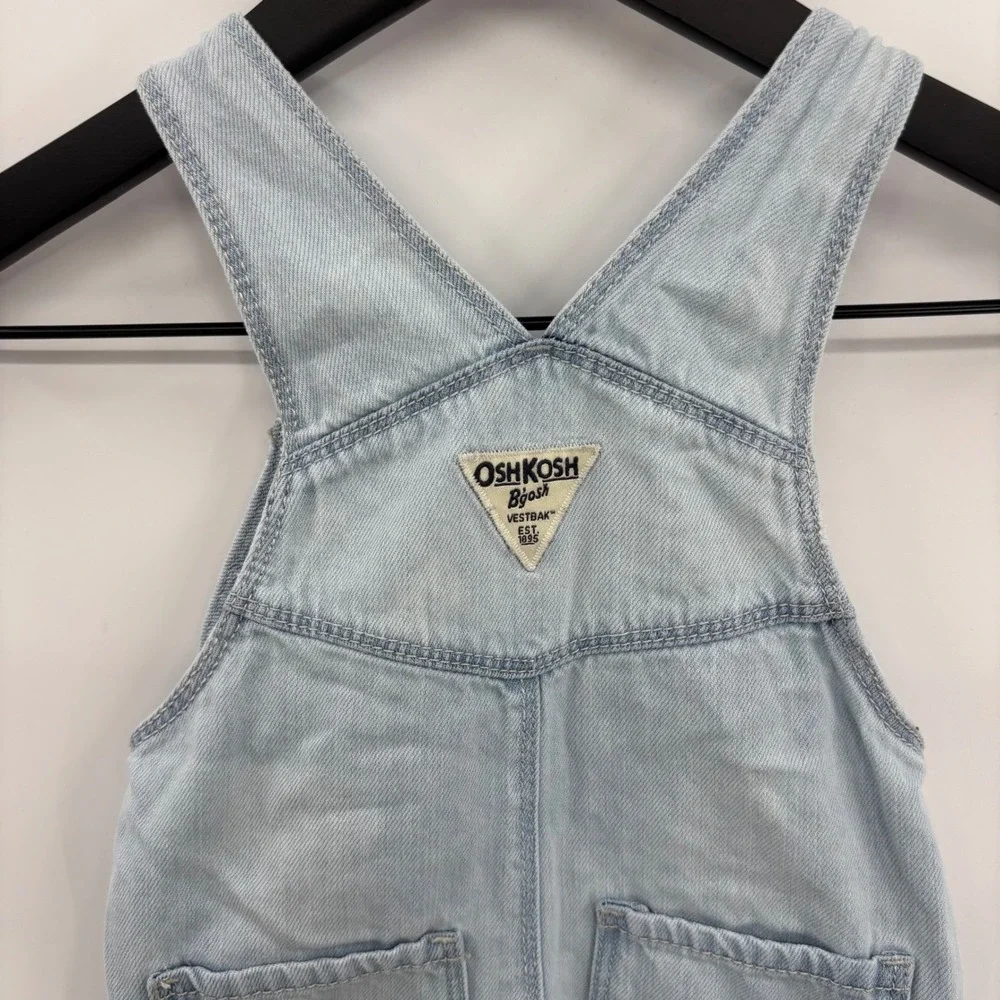 OshKosh Bgosh Kids 2T Light‎ Wash Denim Cherry Shortalls Overalls GCL15232-SML